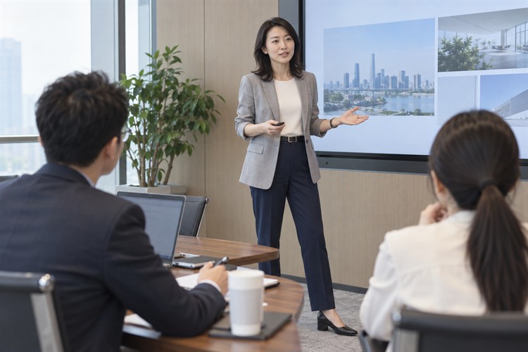 女性管理者主持正式会议