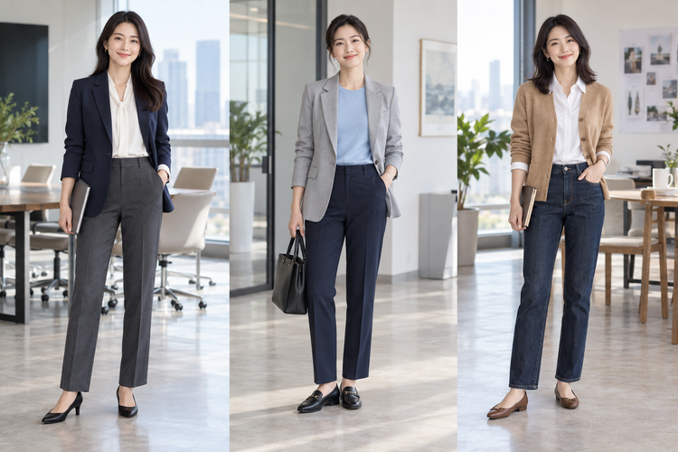 不同正式程度的三套女性客户会面穿搭