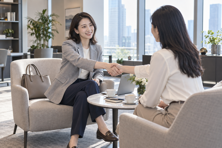 中国职业女性第一次与客户会面时的中等正式穿搭